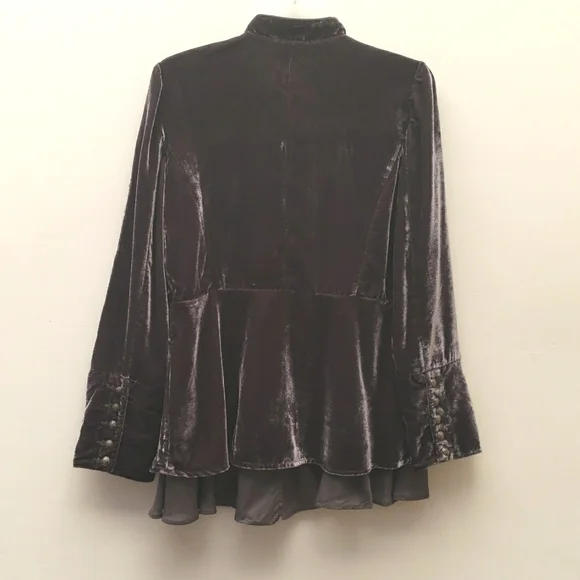 Free People Faye Velvet Jacket Women's Size Extra Small Ebony Military - Picture 8 of 16